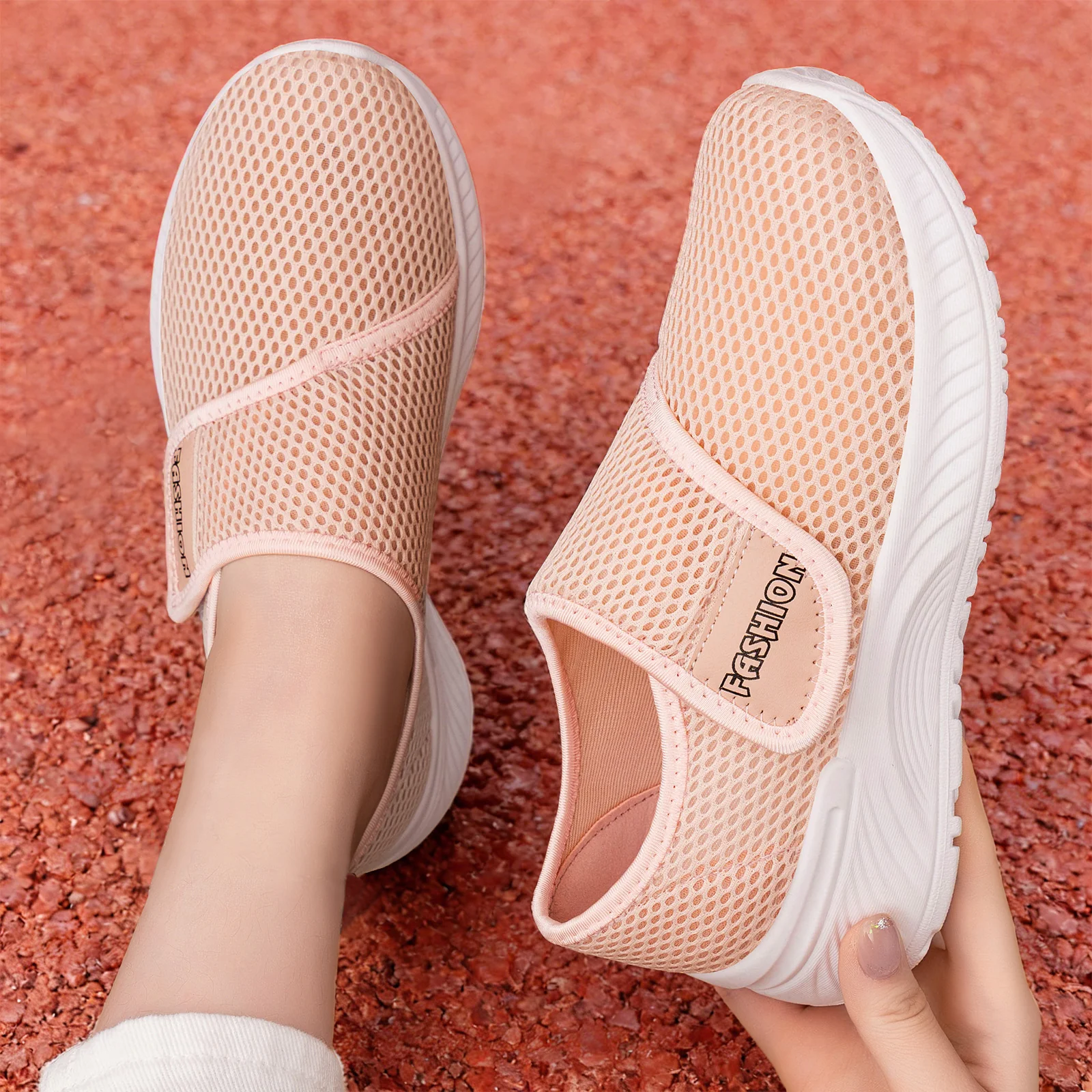 Damen Atmungsaktive Slip-On Sneakers mit elastischem Verschluss Heidi Mode