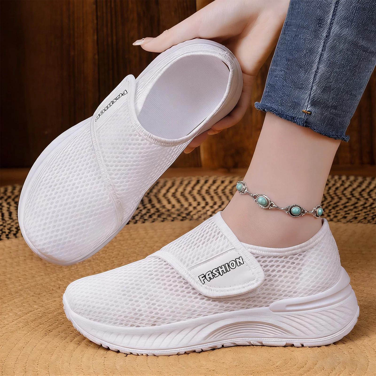 Damen Atmungsaktive Slip-On Sneakers mit elastischem Verschluss Heidi Mode - Image 2