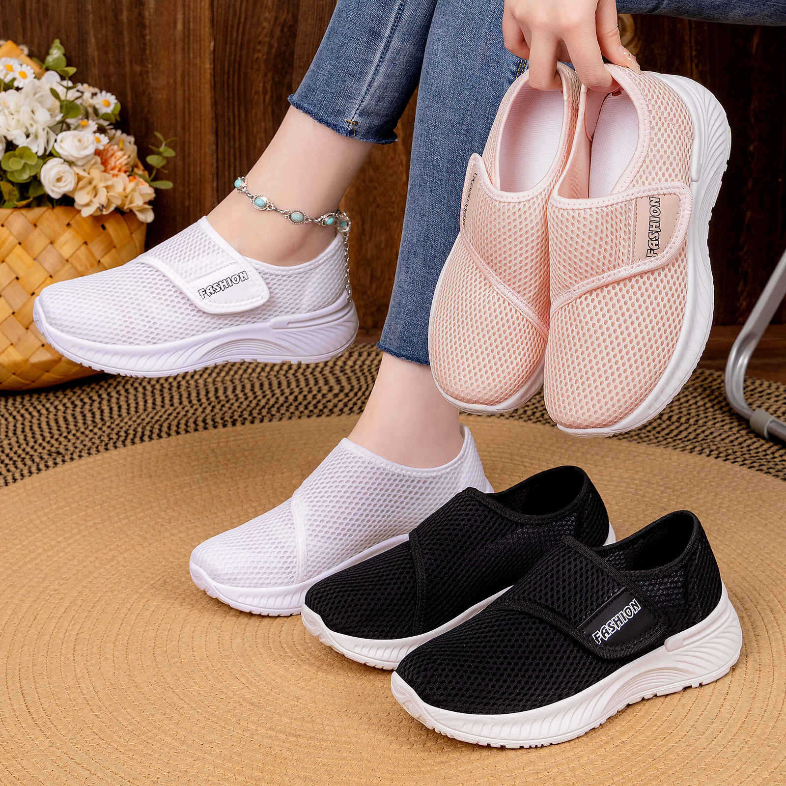 Damen Atmungsaktive Slip-On Sneakers mit elastischem Verschluss Heidi Mode - Image 4