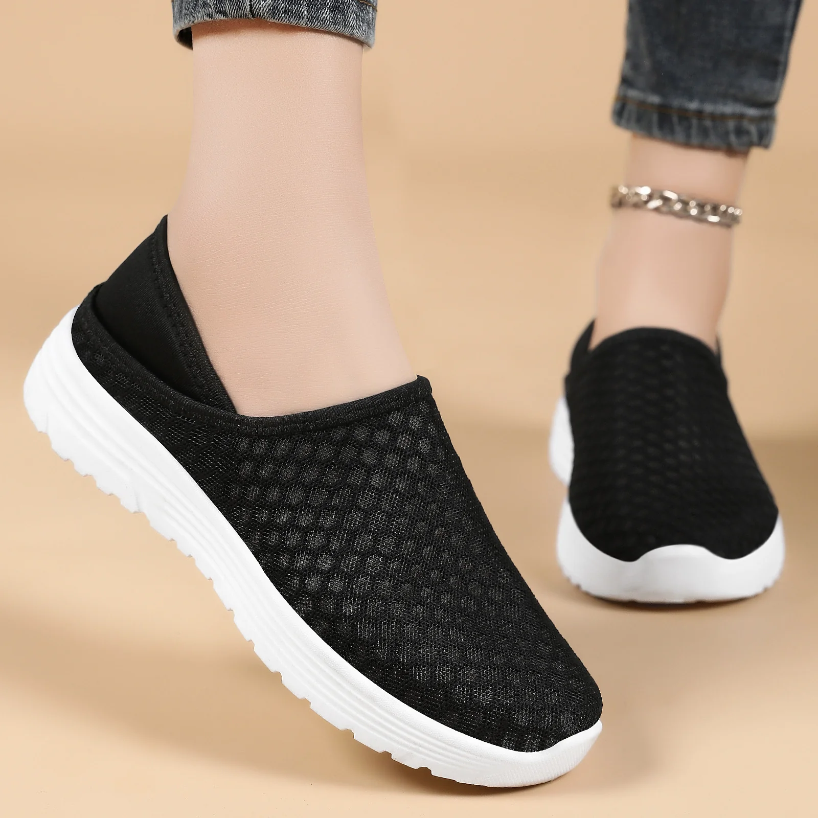 Damen Atmungsaktive Slip-On Sportschuhe mit flexiblem Mesh-Obermaterial Heidi Mode - Image 4