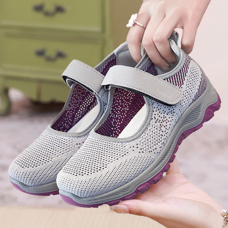 Damen Atmungsaktive Slip-On Sportschuhe mit verstellbarem Klettverschluss Heidi Mode - Image 3