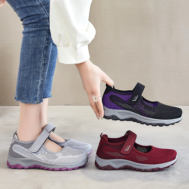 Damen Atmungsaktive Slip-On Sportschuhe mit verstellbarem Klettverschluss Heidi Mode - Image 4