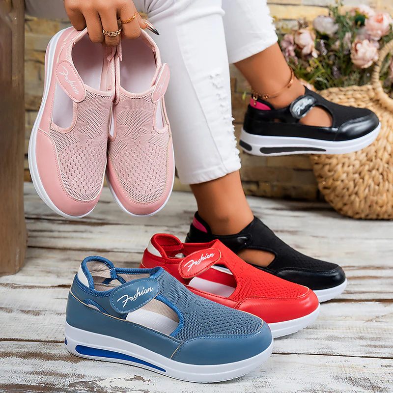 Damen Atmungsaktive Slip-On Sportschuhe mit verstellbarem Klettverschluss Heidi Mode - Image 4