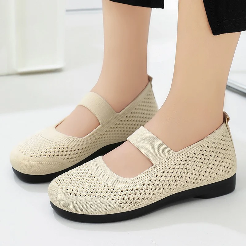 Damen atmungsaktive Strick-Ballerinas mit elastischem Riemen Heidi Mode - Image 2