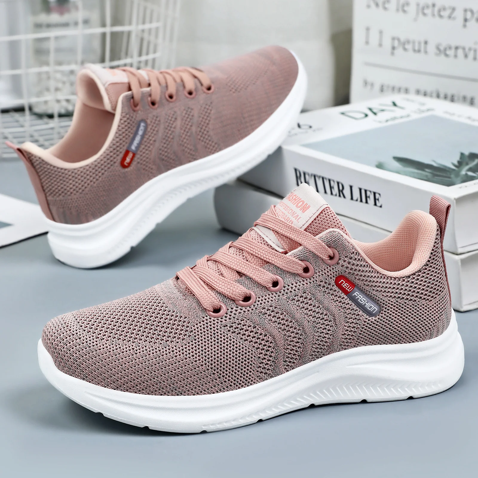 Damen Atmungsaktive und bequeme Sneaker mit elastischem Strickdesign Heidi Mode - Image 2
