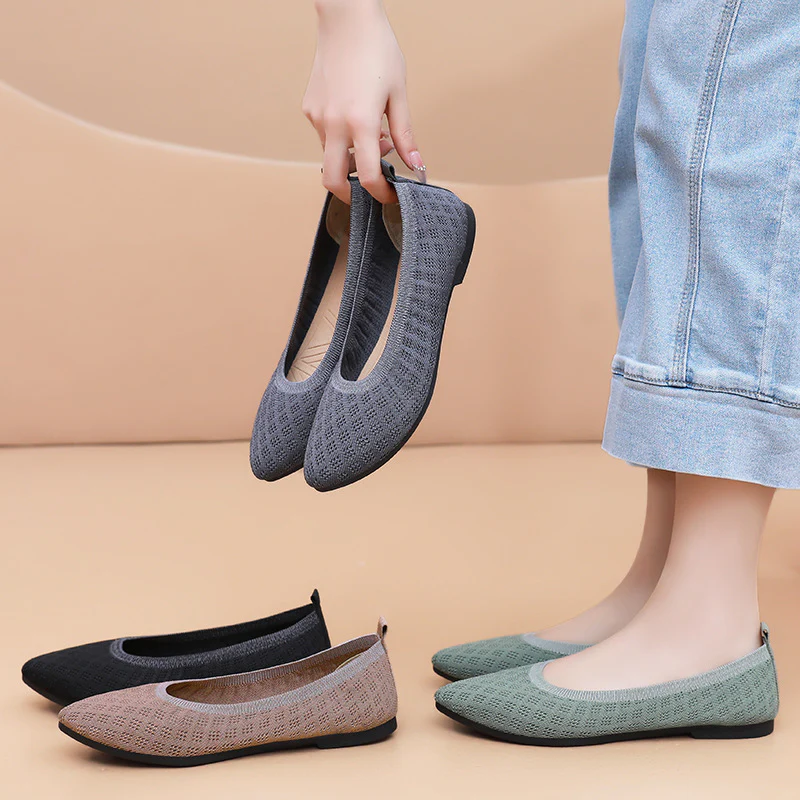Damen atmungsaktive und elegante Ballerinas mit flexiblem Strickdesign Heidi Mode - Image 4