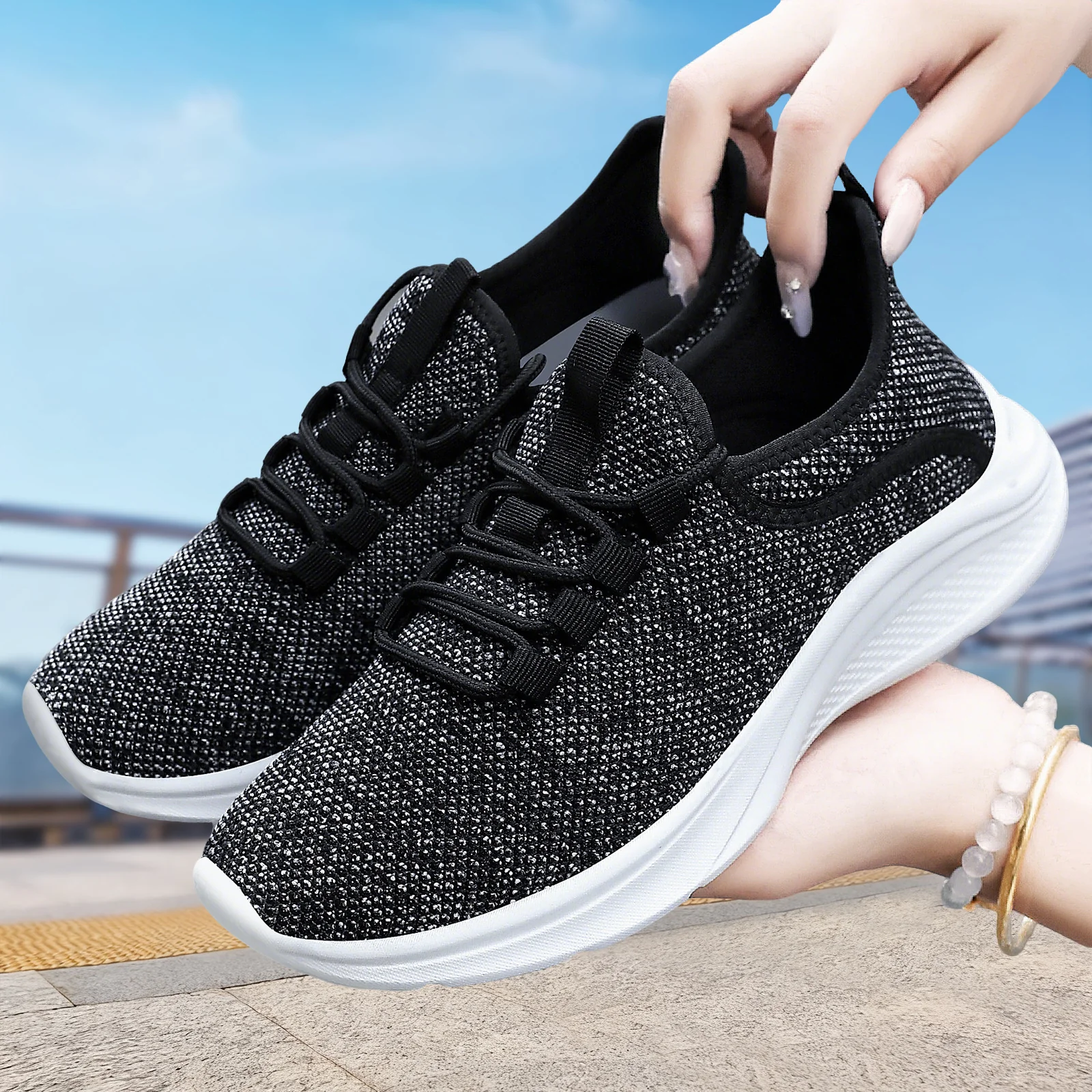 Damen Atmungsaktive Wellness-Sneaker mit flexiblem Strickoberteil Heidi Mode - Image 2