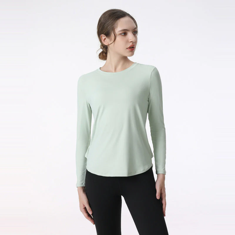 Damen Atmungsaktives Langarm-Sportshirt mit Uv-Schutz und Feuchtigkeitsableitender Technologie Heidi-Mode - Image 3