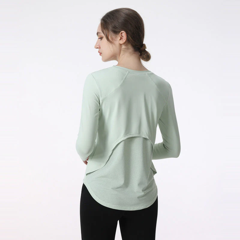 Damen Atmungsaktives Langarm-Sportshirt mit Uv-Schutz und Feuchtigkeitsableitender Technologie Heidi-Mode - Image 4