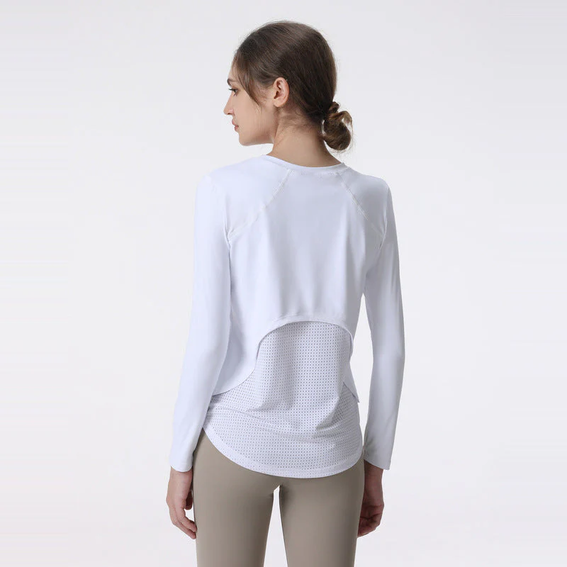 Damen Atmungsaktives Langarm-Sportshirt mit Uv-Schutz und Feuchtigkeitsableitender Technologie Heidi-Mode - Image 5