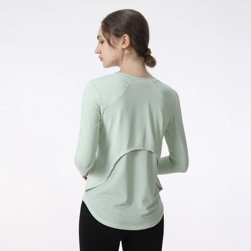 Damen Atmungsaktives Langarm-Sportshirt mit Uv-Schutz und Feuchtigkeitsableitender Technologie Heidi-Mode - Image 9