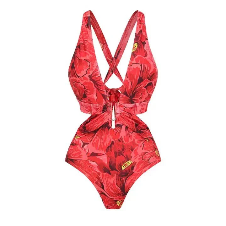 Damen Badeanzug und Maxi-Rock-Set mit Floralen Akzenten und Eleganten Rüschendetails Heidi-Mode - Image 4