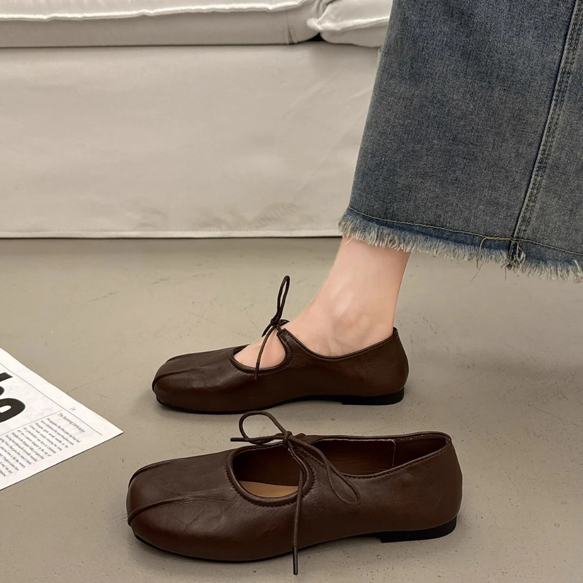 Damen Ballerina-Schuhe mit elegantem Schnürdesign und komfortablem Fußbett Heidi Mode - Image 3