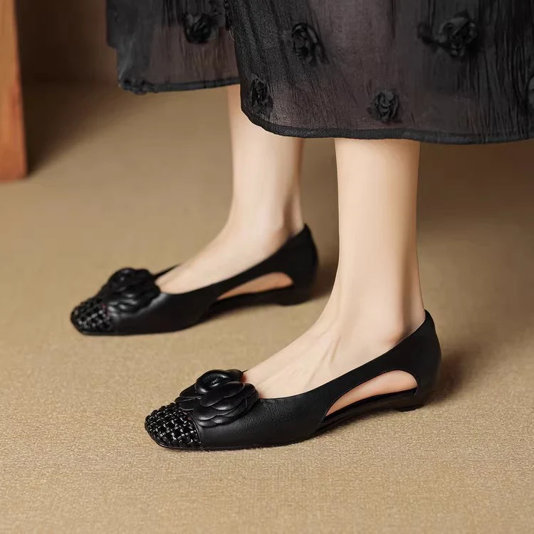Damen Ballerina-Schuhe mit floralen Akzenten und offenem Fersenbereich Heidi Mode - Image 6