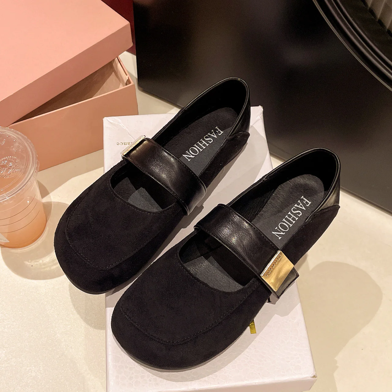Damen Ballerina-Schuhe mit modischer Schnalle und weichem Wildlederoberteil Heidi Mode - Image 3