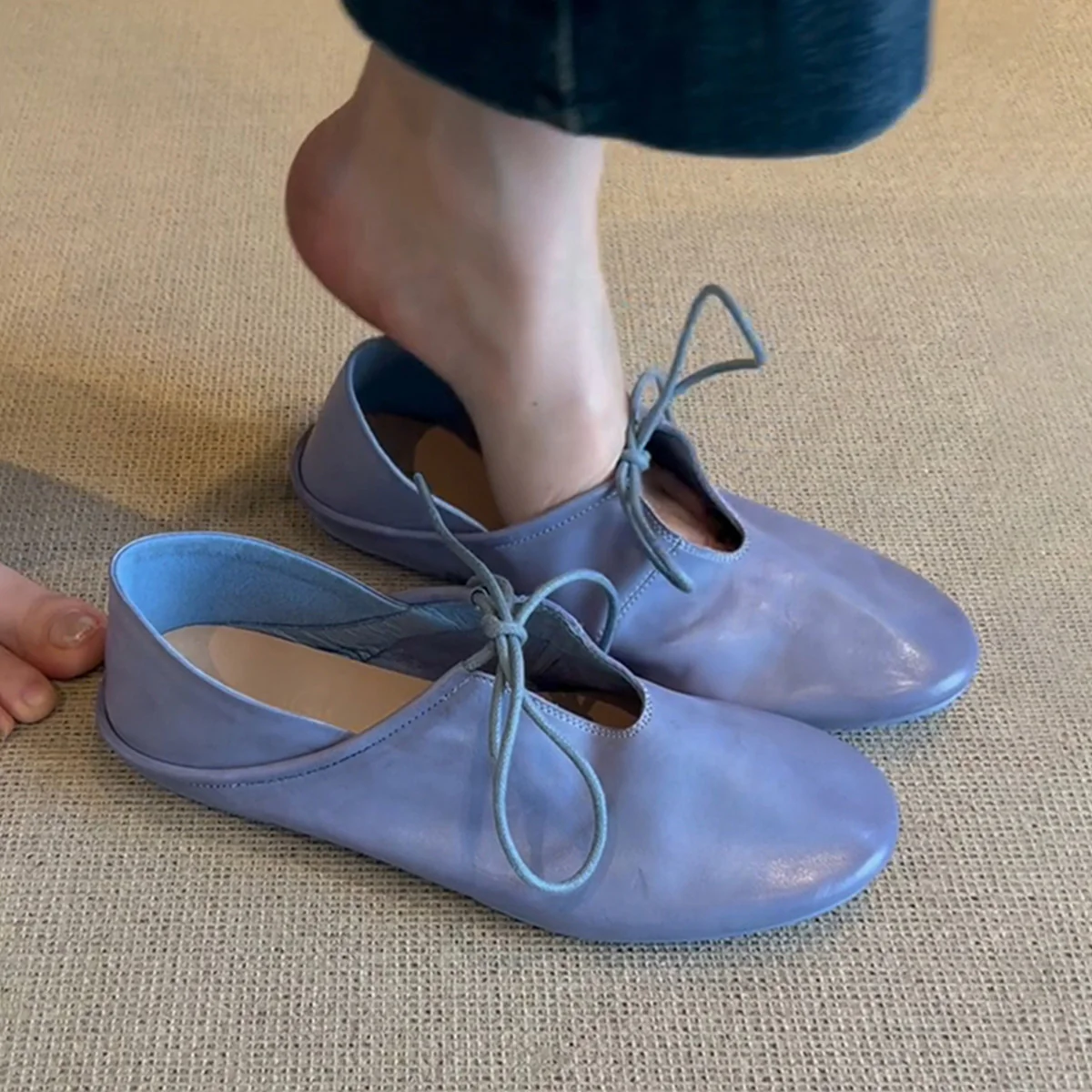 Damen Ballerinas aus hochwertigem Leder mit flexiblem Schnürsystem Heidi Mode
