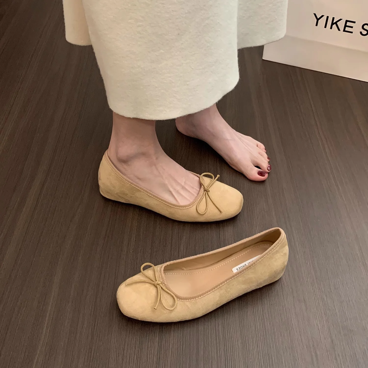 Damen Ballerinas aus hochwertigem Wildleder mit dekorativer Schleife Heidi Mode - Image 3