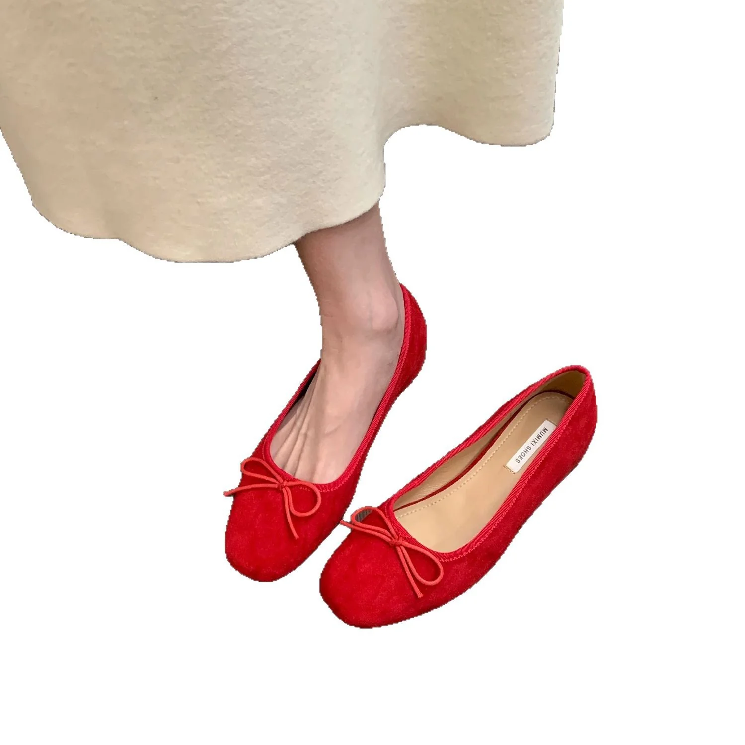 Damen Ballerinas aus hochwertigem Wildleder mit dekorativer Schleife Heidi Mode - Image 5