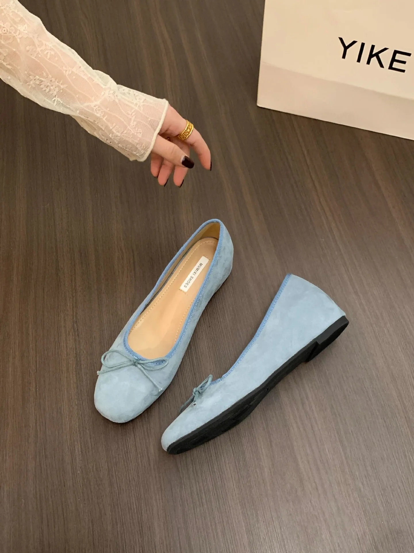 Damen Ballerinas aus hochwertigem Wildleder mit dekorativer Schleife Heidi Mode - Image 7
