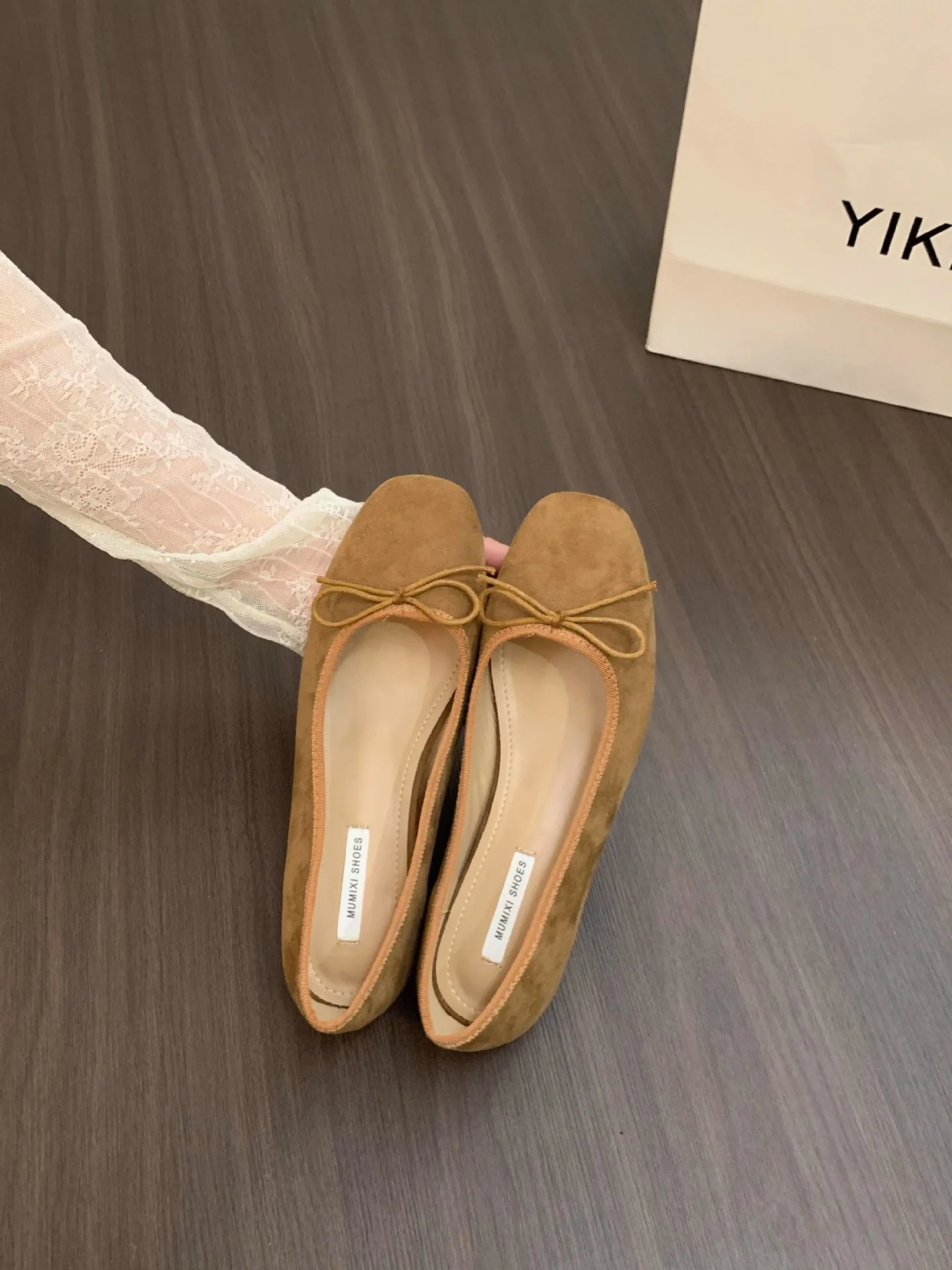 Damen Ballerinas aus hochwertigem Wildleder mit dekorativer Schleife Heidi Mode - Image 8