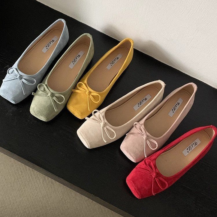 Damen Ballerinas aus hochwertigem Wildleder mit filigranem Schleifendetail Heidi Mode