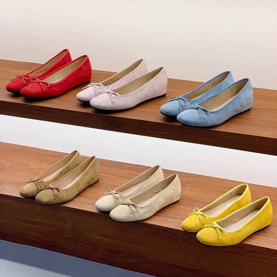 Damen Ballerinas aus hochwertigem Wildleder mit verspieltem Schleifen-Detail Heidi Mode - Image 2