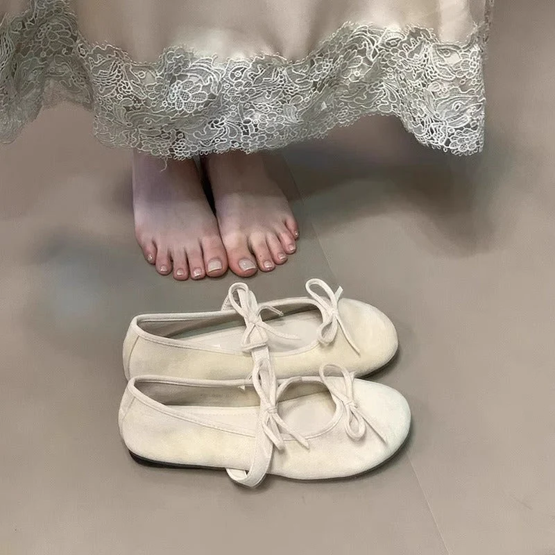 Damen Ballerinas Aus Weichem Wildleder mit Zartem Schleifenverzierung Heidi-Mode - Image 7