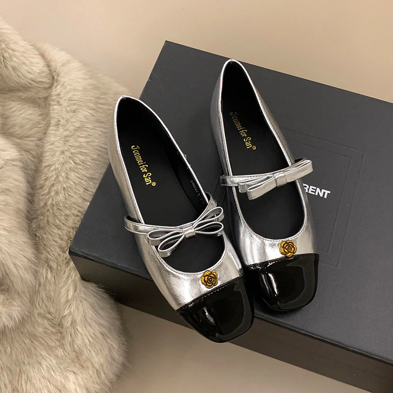 Damen Ballerinas mit dekorativer Schleifenverzierung und edlem Glanz Heidi Mode - Image 9
