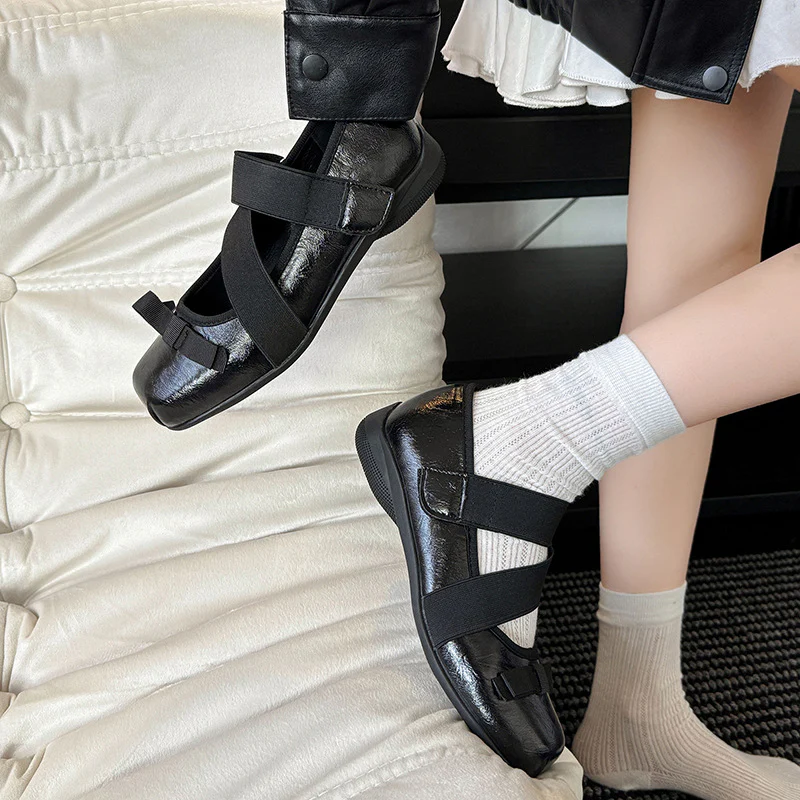 Damen Ballerinas mit elastischen Riemen und dekorativer Schleifen-Applikation Heidi Mode - Image 2