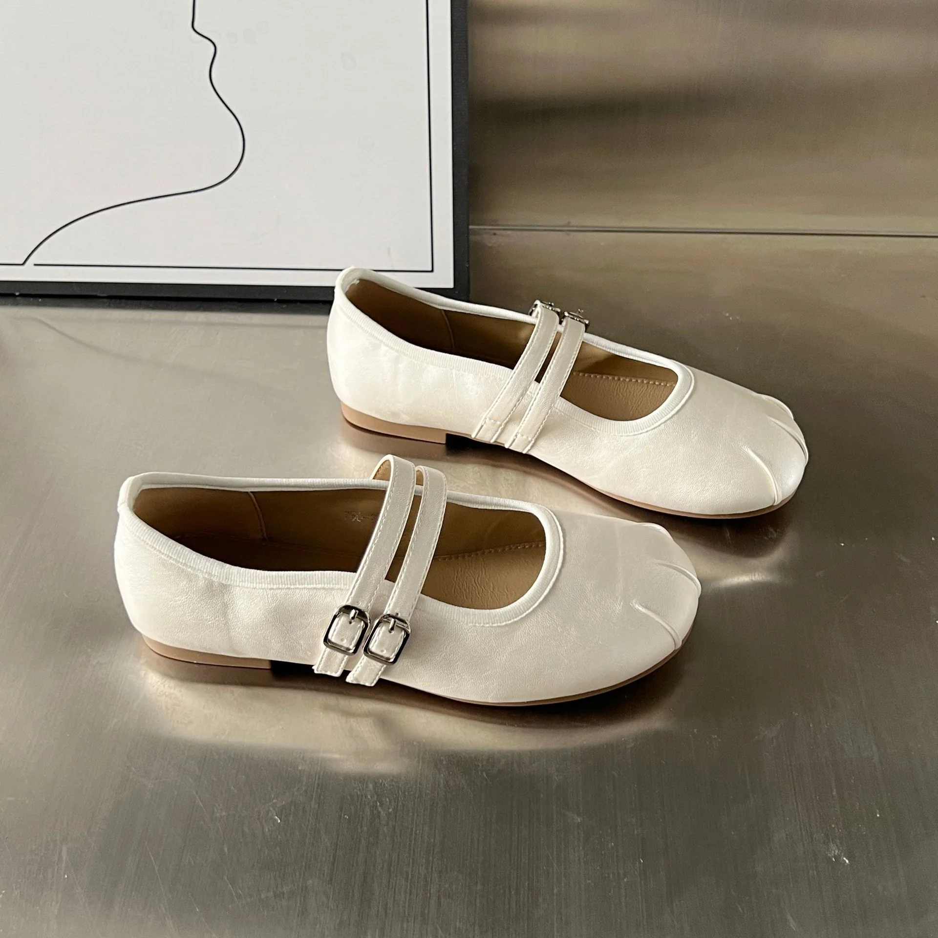 Damen Ballerinas mit elegantem doppeltem Riemen und weicher Innensohle Heidi Mode - Image 5