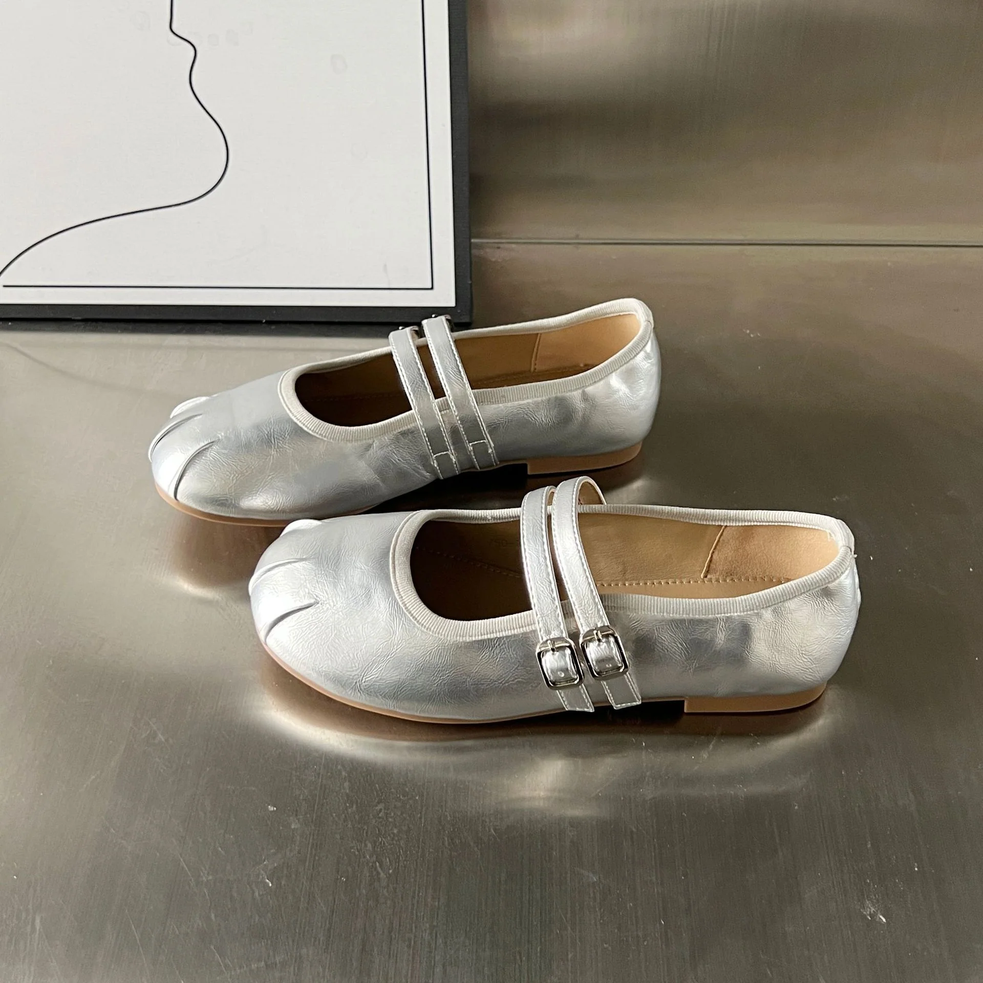 Damen Ballerinas mit elegantem doppeltem Riemen und weicher Innensohle Heidi Mode - Image 6