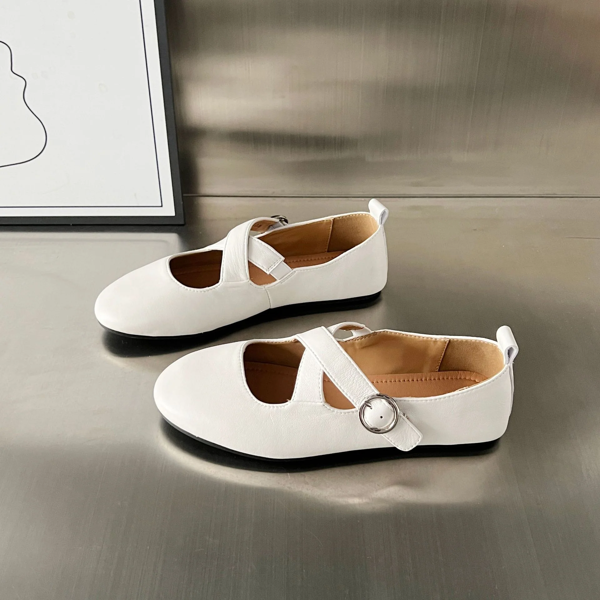 Damen Ballerinas mit elegantem Kreuzriemen und modischem Schnallenverschluss Heidi Mode - Image 2