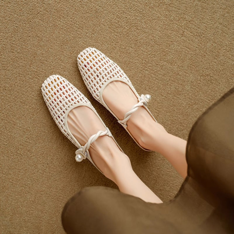Damen Ballerinas mit elegantem Netzdesign und stylischem Riemchen Heidi Mode