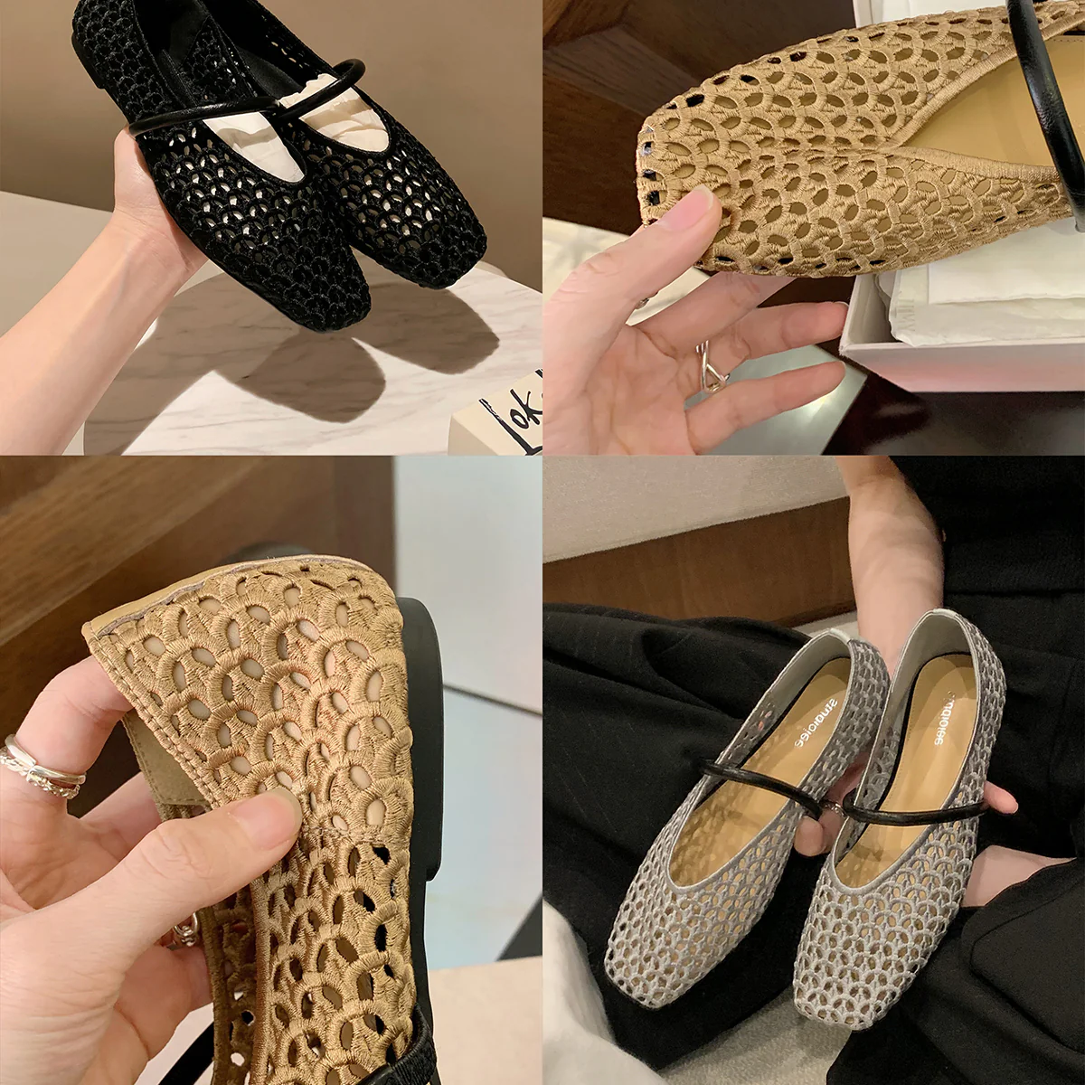 Damen Ballerinas mit elegantem Riemchen und luftiger Netzstruktur Heidi Mode - Image 3