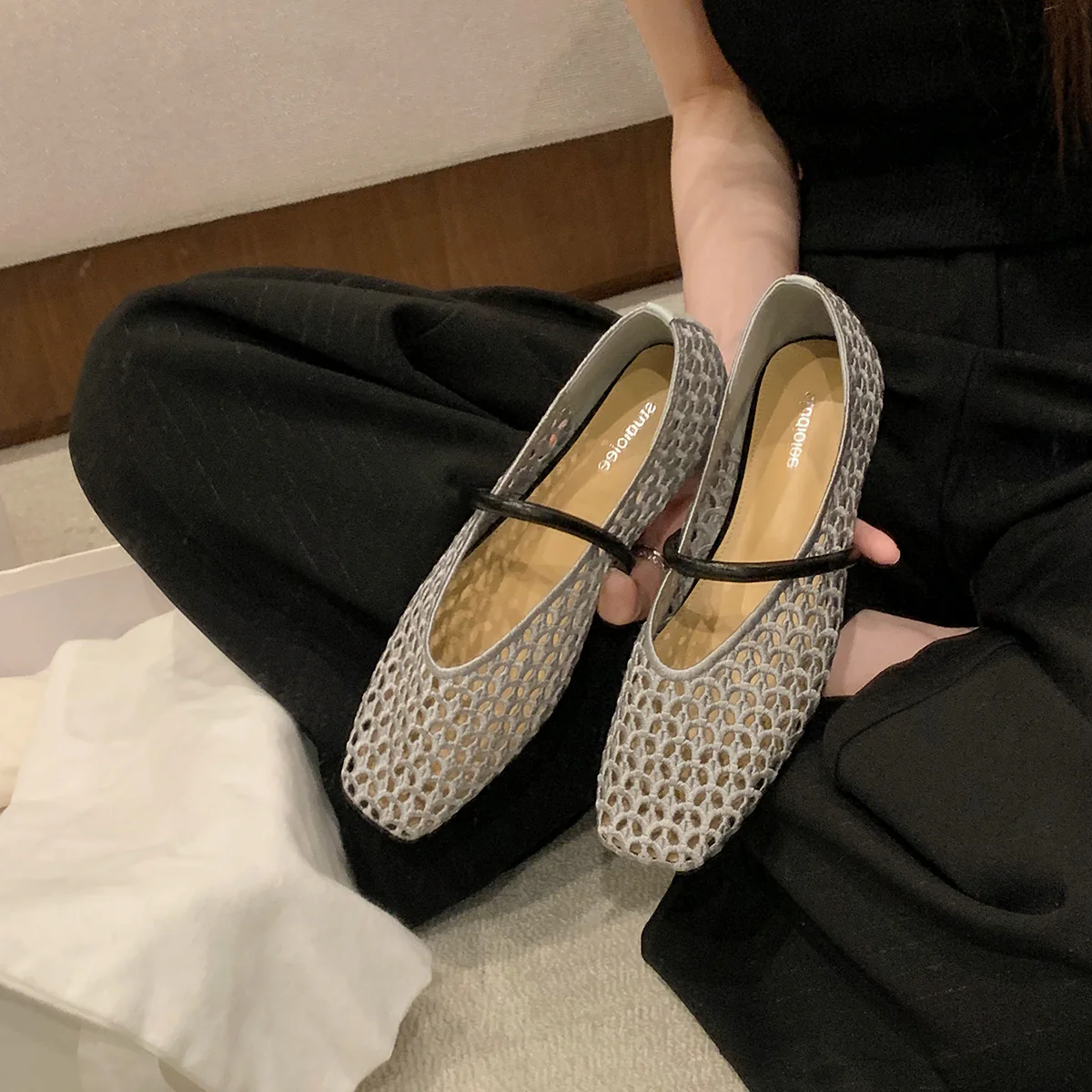 Damen Ballerinas mit elegantem Riemchen und luftiger Netzstruktur Heidi Mode - Image 7