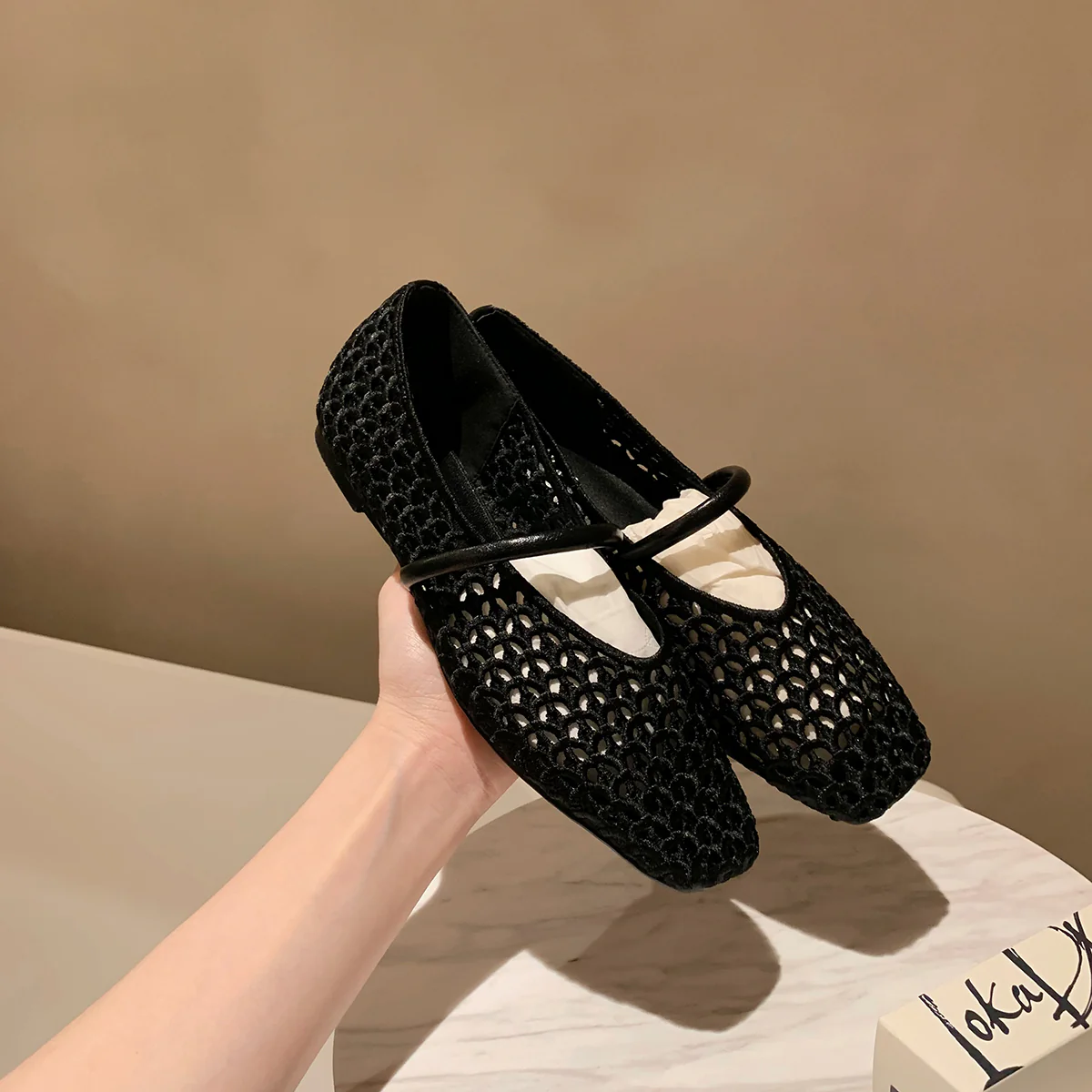 Damen Ballerinas mit elegantem Riemchen und luftiger Netzstruktur Heidi Mode - Image 8