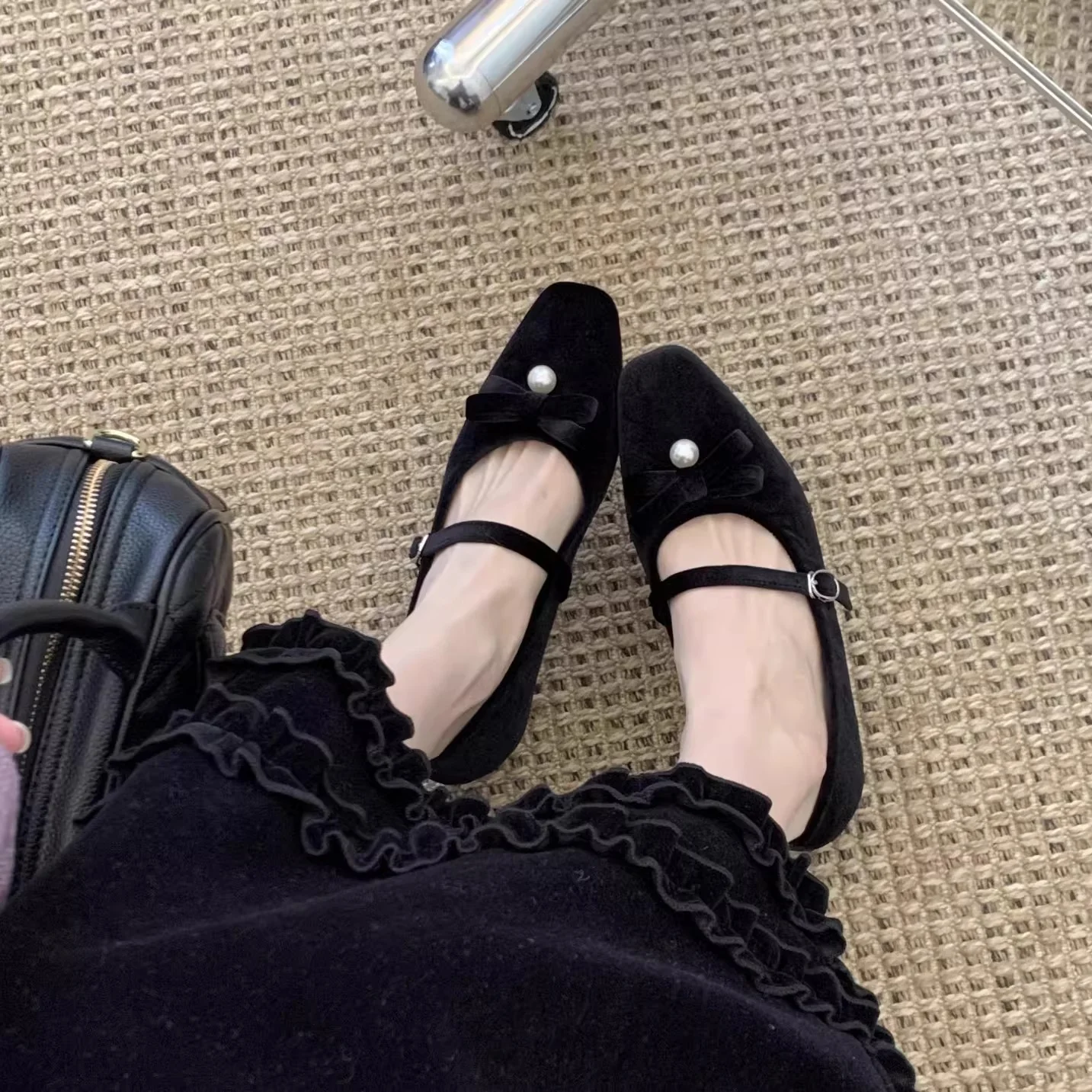 Damen Ballerinas mit elegantem Riemchen und perlverzierter Schleife Heidi Mode - Image 2