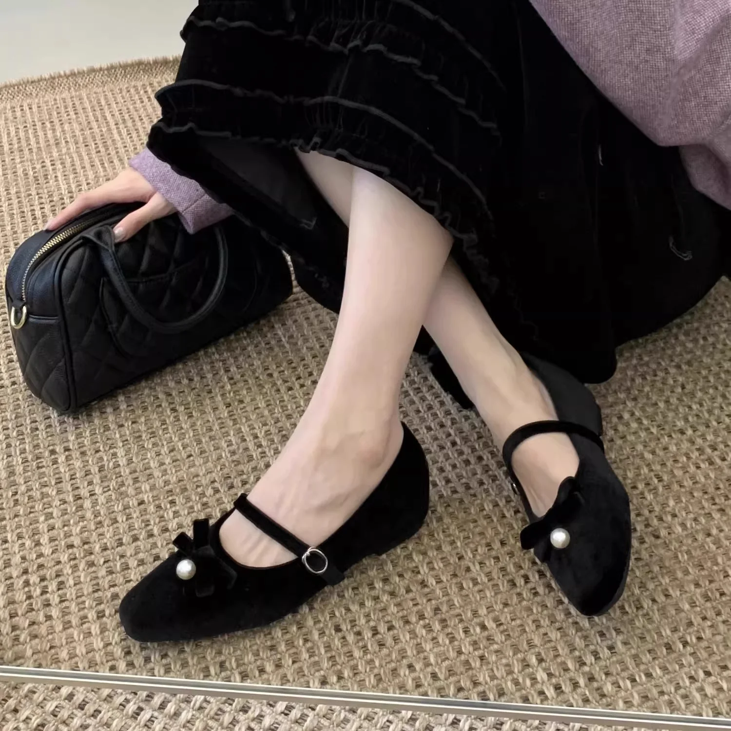 Damen Ballerinas mit elegantem Riemchen und perlverzierter Schleife Heidi Mode - Image 3