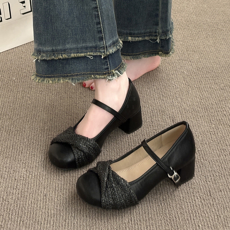 Damen Ballerinas mit elegantem Riemen und raffiniertem Strickdetail Heidi Mode - Image 2