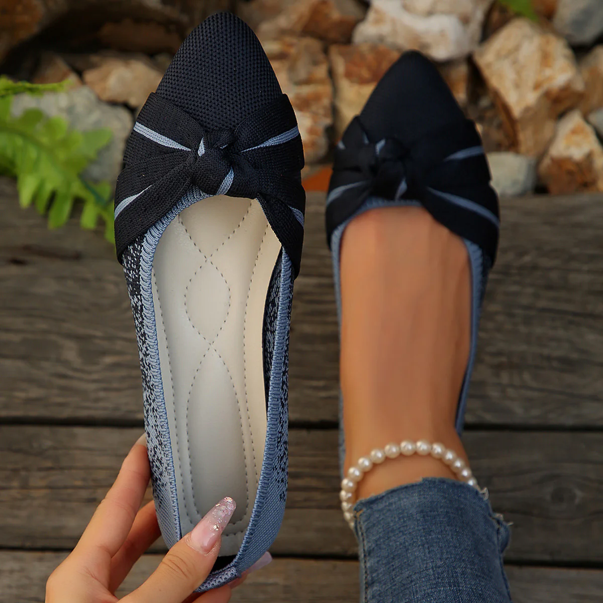 Damen Ballerinas mit elegantem Schleifen-Design und atmungsaktiver Oberflächenstruktur Heidi Mode - Image 10