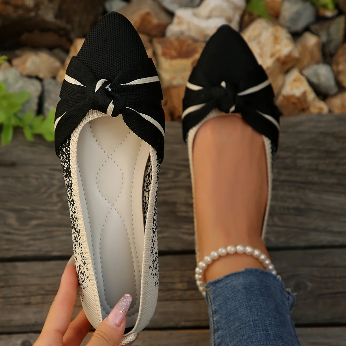 Damen Ballerinas mit elegantem Schleifen-Design und atmungsaktiver Oberflächenstruktur Heidi Mode - Image 6