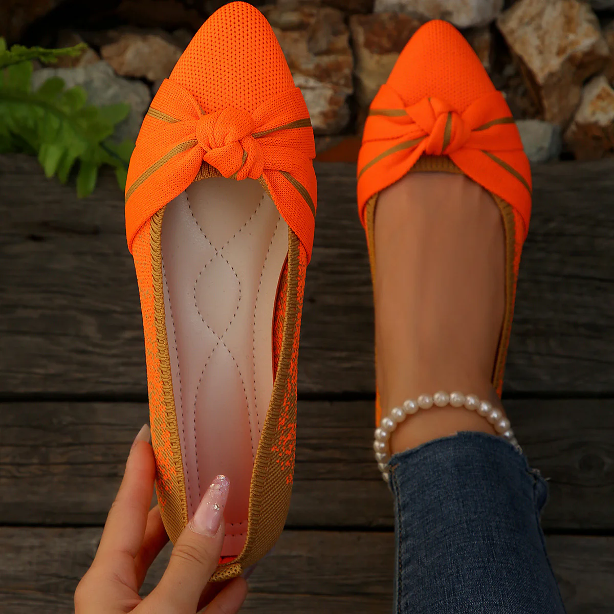 Damen Ballerinas mit elegantem Schleifen-Design und atmungsaktiver Oberflächenstruktur Heidi Mode - Image 9
