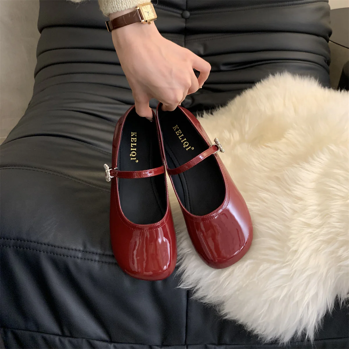 Damen Ballerinas mit eleganter Riemchenverzierung und funkelndem Schmuckdetail Heidi Mode - Image 8