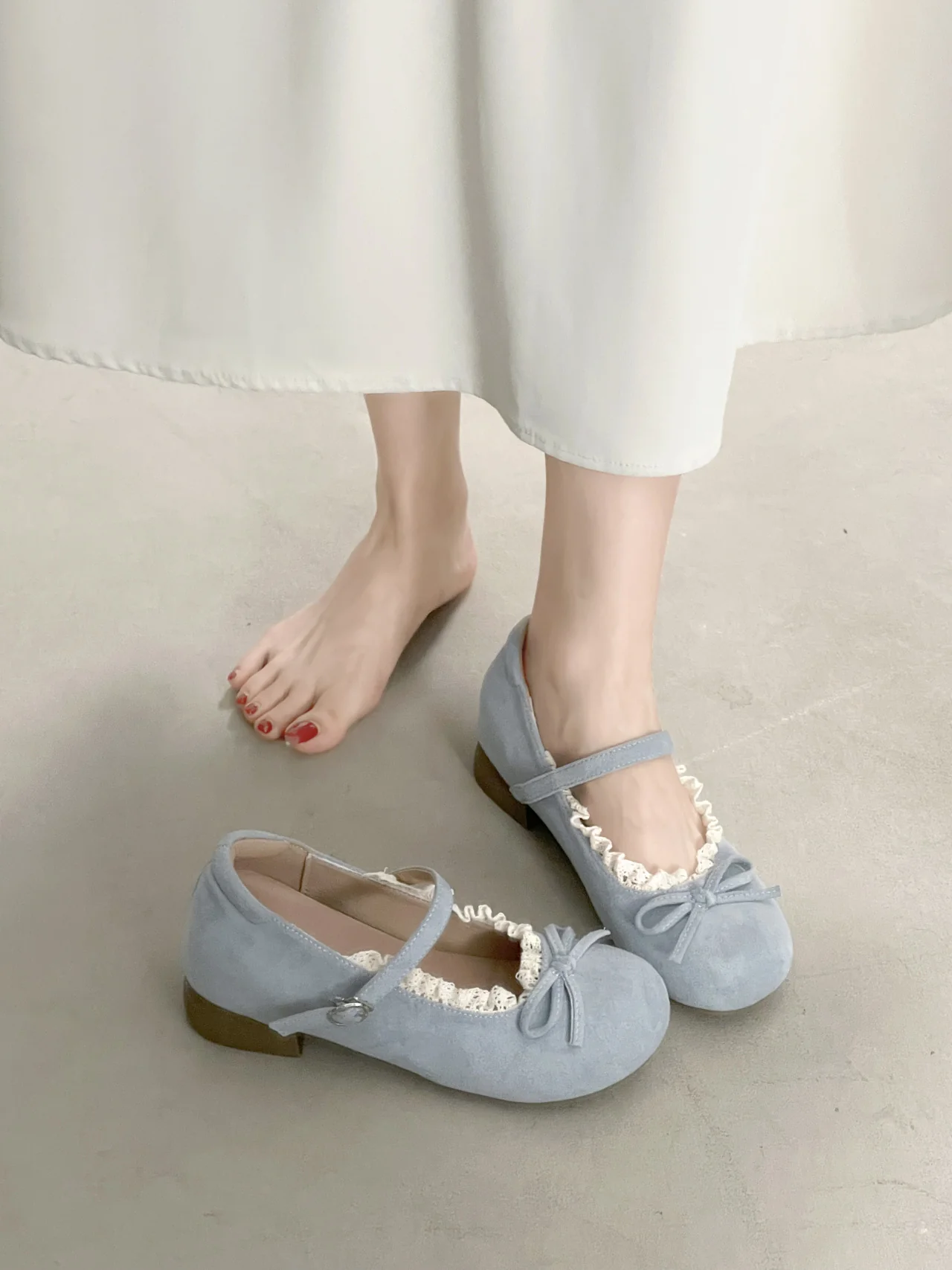Damen Ballerinas mit eleganter Rüschenkante und praktischem Riemen Heidi Mode - Image 8