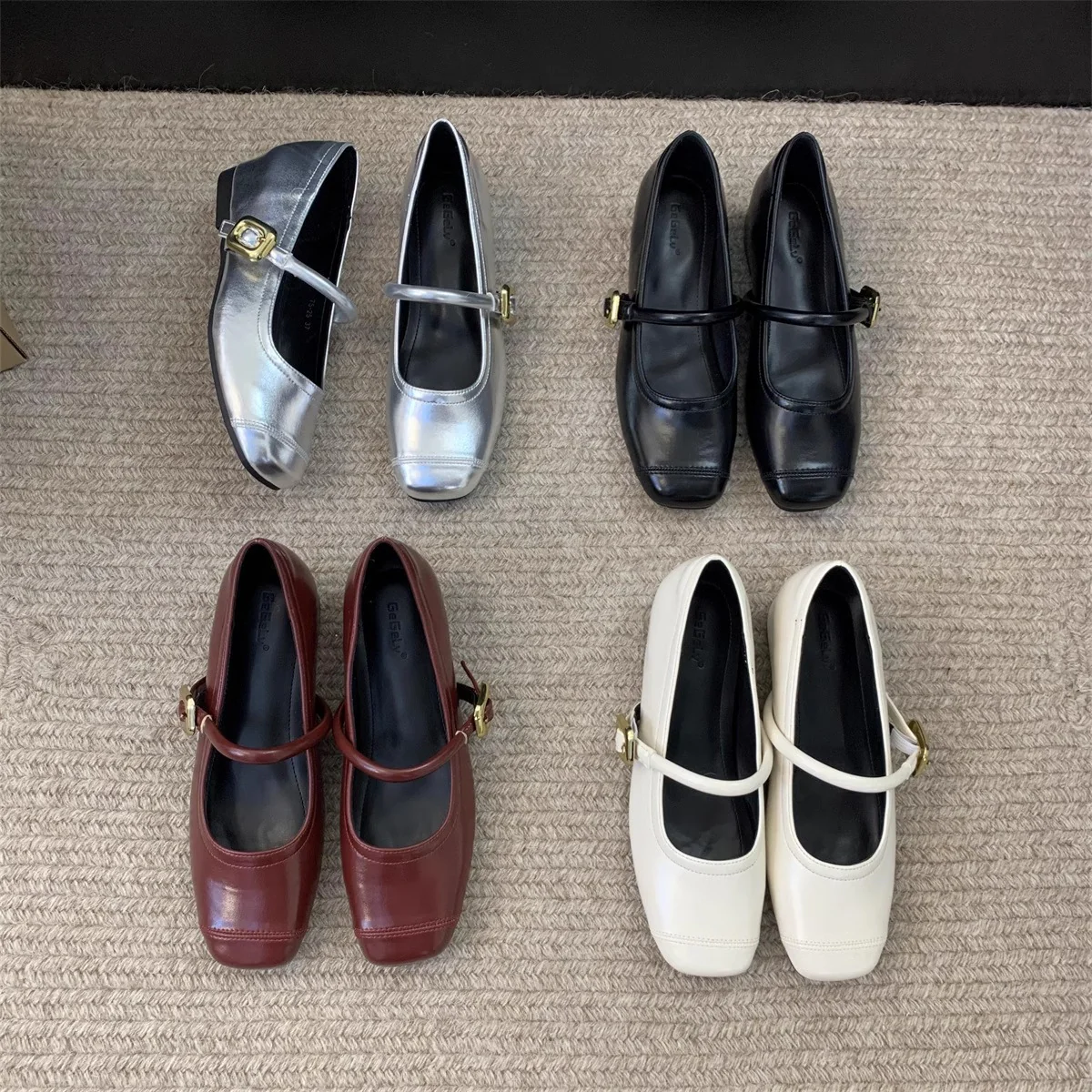 Damen Ballerinas mit eleganter Schnalle und metallischer Oberfläche Heidi Mode - Image 2