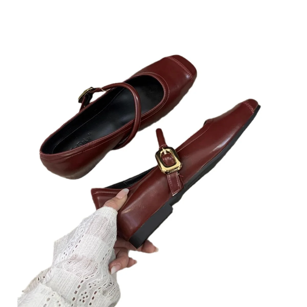 Damen Ballerinas mit eleganter Schnalle und metallischer Oberfläche Heidi Mode - Image 5