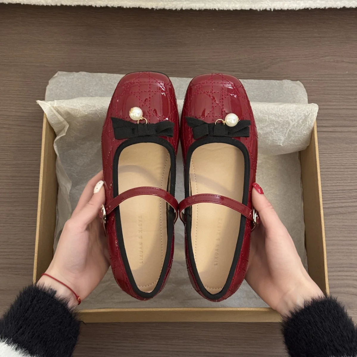 Damen Ballerinas mit eleganter Schnallenverzierung und hochwertiger Ledernarbung Heidi Mode - Image 2