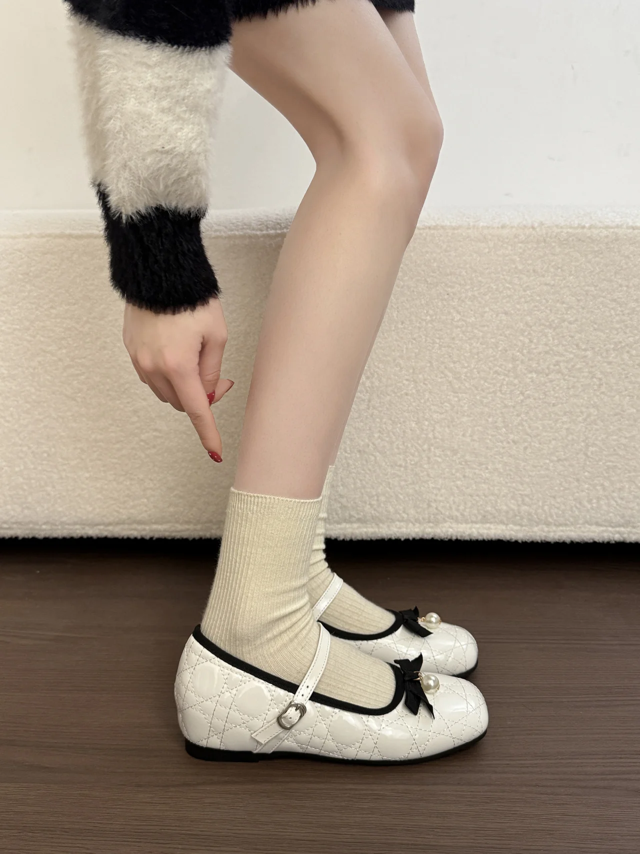 Damen Ballerinas mit eleganter Schnallenverzierung und hochwertiger Ledernarbung Heidi Mode - Image 6