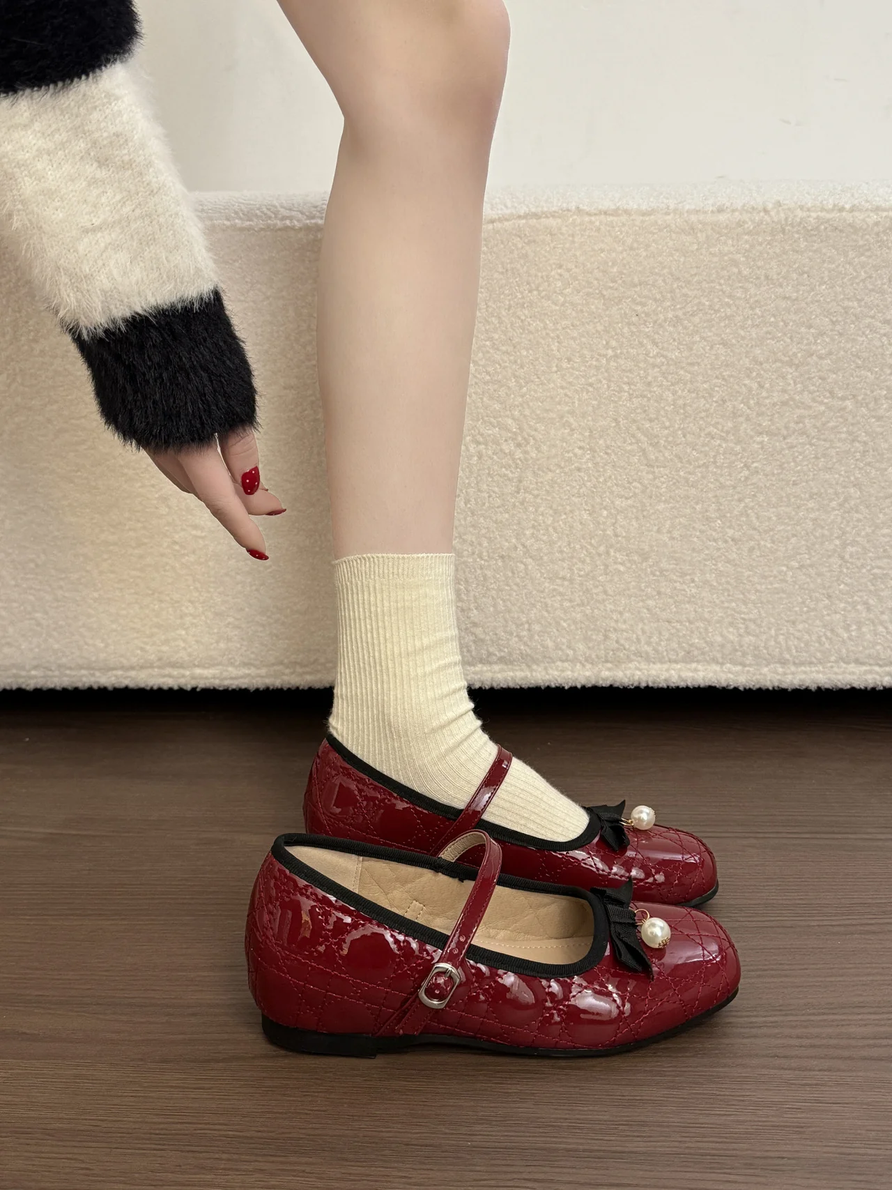 Damen Ballerinas mit eleganter Schnallenverzierung und hochwertiger Ledernarbung Heidi Mode - Image 8