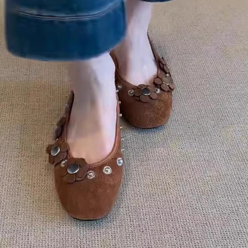 Damen Ballerinas mit floralem Applikationsdesign und glitzernden Akzenten Heidi Mode - Image 2